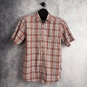 Patagonia Men's Fezzman Plaid Short Sleeve Button Up Organic Cotton Shirt Large